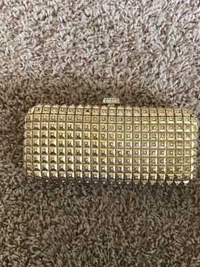 Gold Crystal-Embellished Evening Clutch